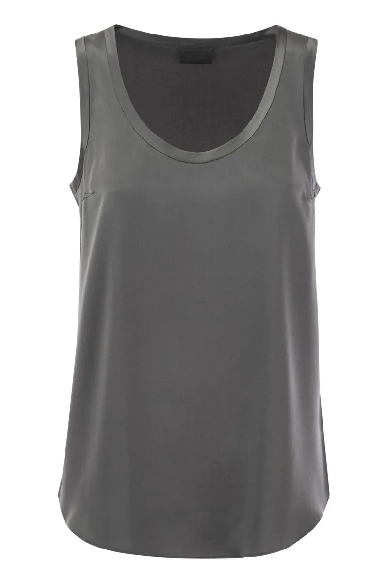 REVERSIBLE STRETCH SILK SATIN TOP sold by Lord & Taylor