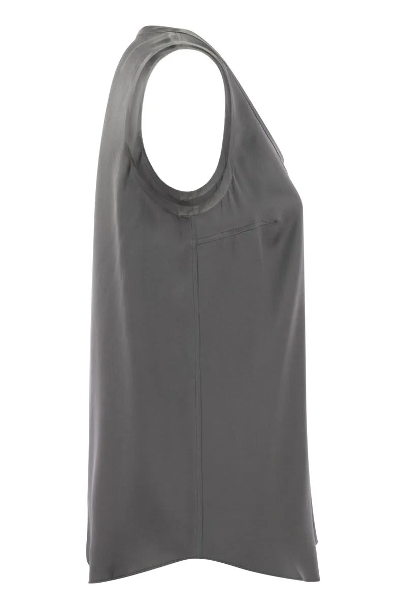 REVERSIBLE STRETCH SILK SATIN TOP sold by Lord & Taylor product image thumbnail 3