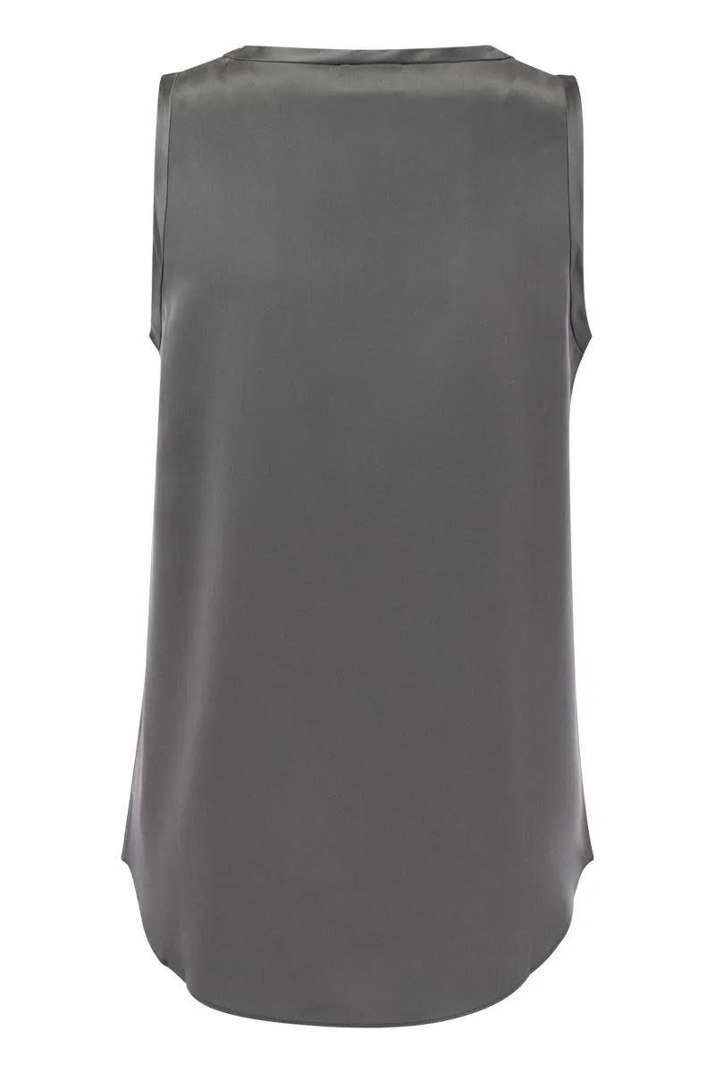 REVERSIBLE STRETCH SILK SATIN TOP sold by Lord & Taylor product image thumbnail 2