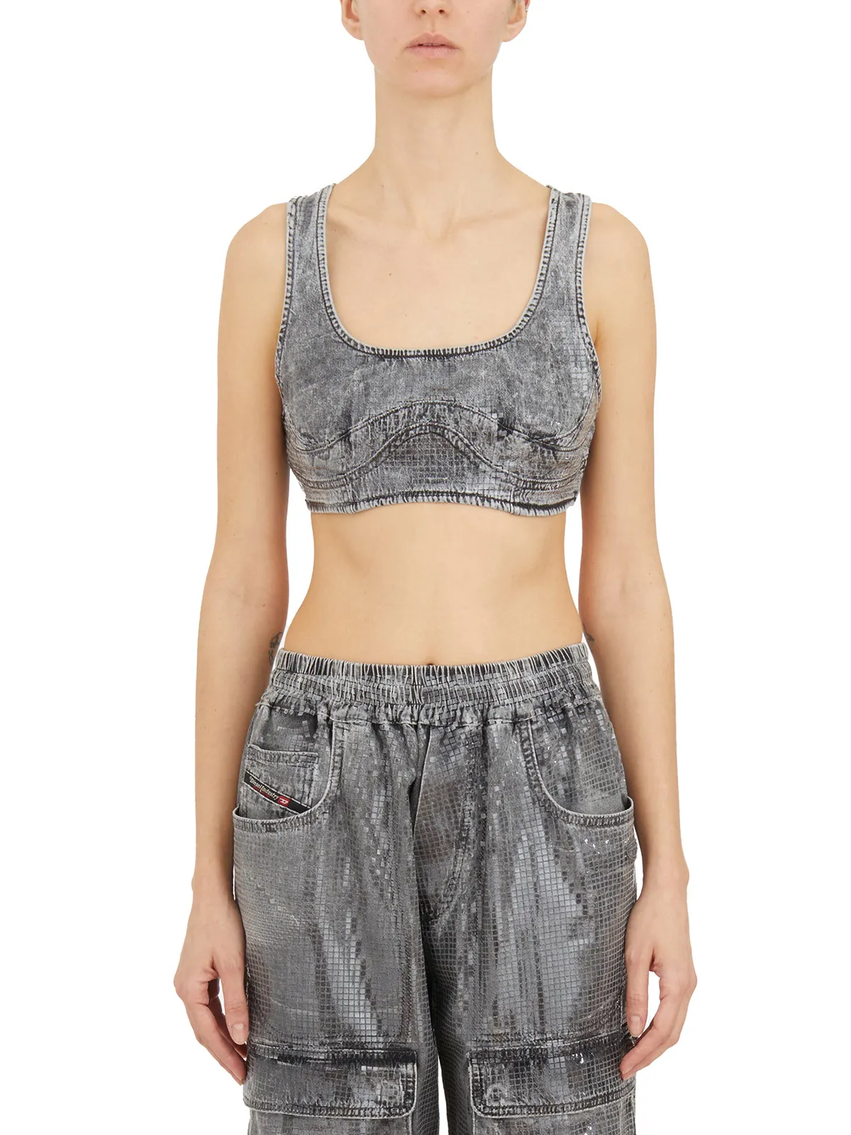 TOP IN DENIM CON MICRO PAILLETTES sold by Lord & Taylor