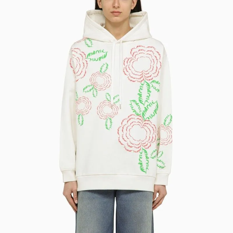 WHITE SWEATSHIRT WITH COTTON EMBROIDERY made by Marni