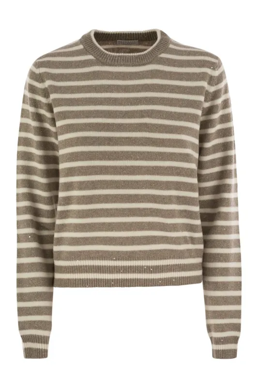 SPARKLING & DAZZLING STRIPED CASHMERE AND WOOL SWEATER sold by Lord & Taylor