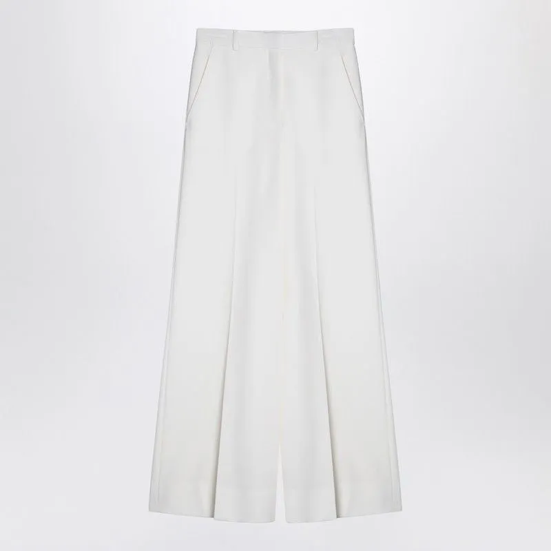 CREAM-COLOURED WOOL FLARED TROUSERS sold by Lord & Taylor
