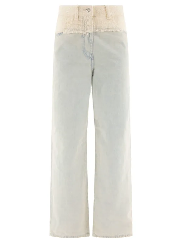 OVERSIZED DENIM AND TWEED MIXED JEANS WITH 4G DETAIL sold by Lord & Taylor