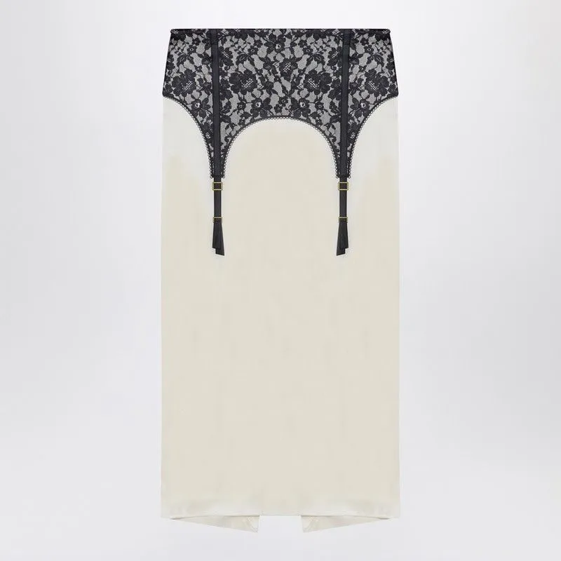 IVORY MIDI SKIRT WITH ILLUSION LACE PRINT sold by Lord & Taylor