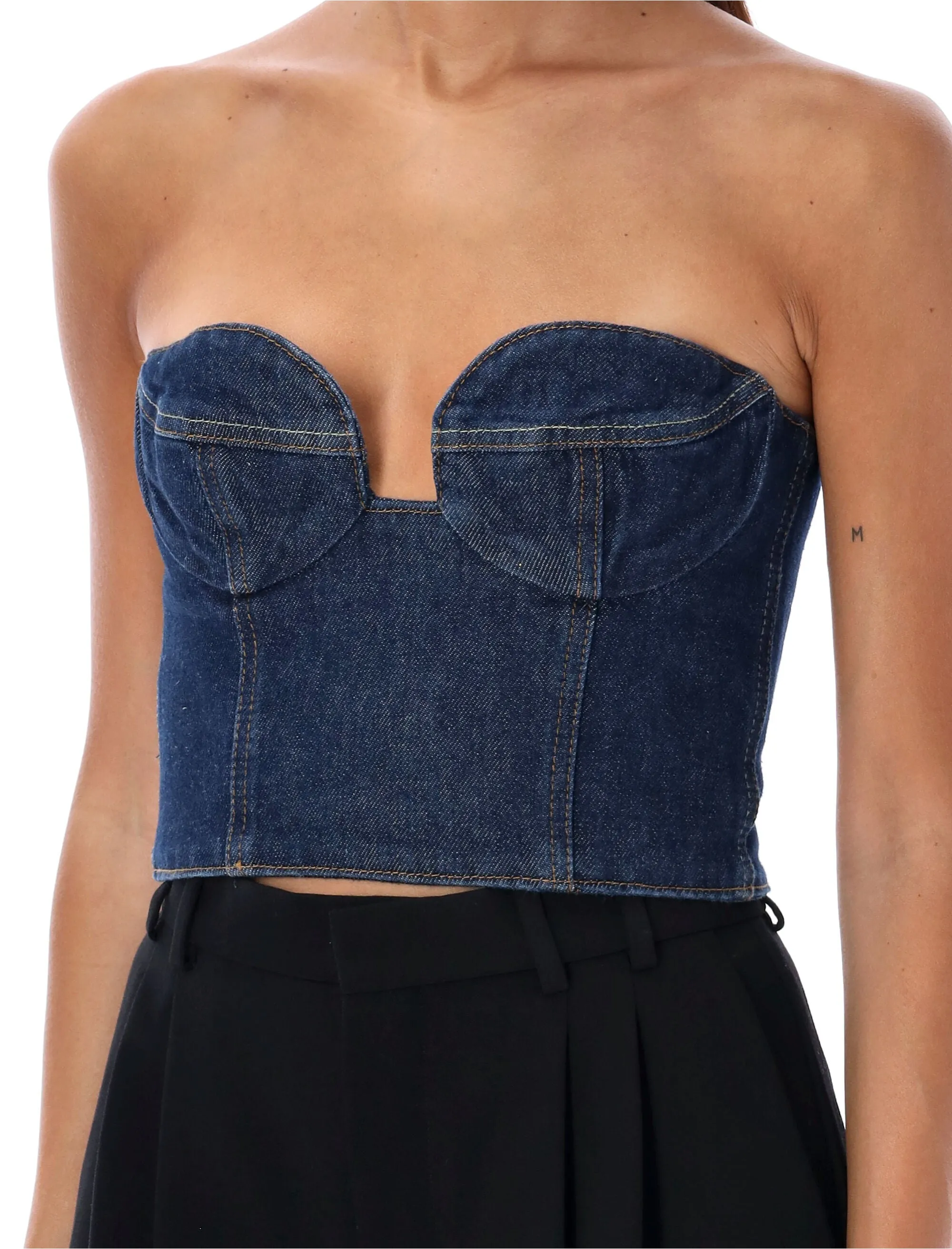 BUSTIER DENIM TOP sold by Lord & Taylor product image thumbnail 3