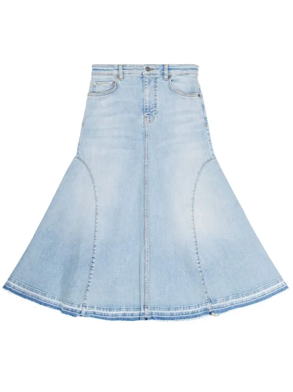 LONG DENIM SKIRT WITH LIGHT BLUE EMBROIDERED LOGO sold by Lord & Taylor