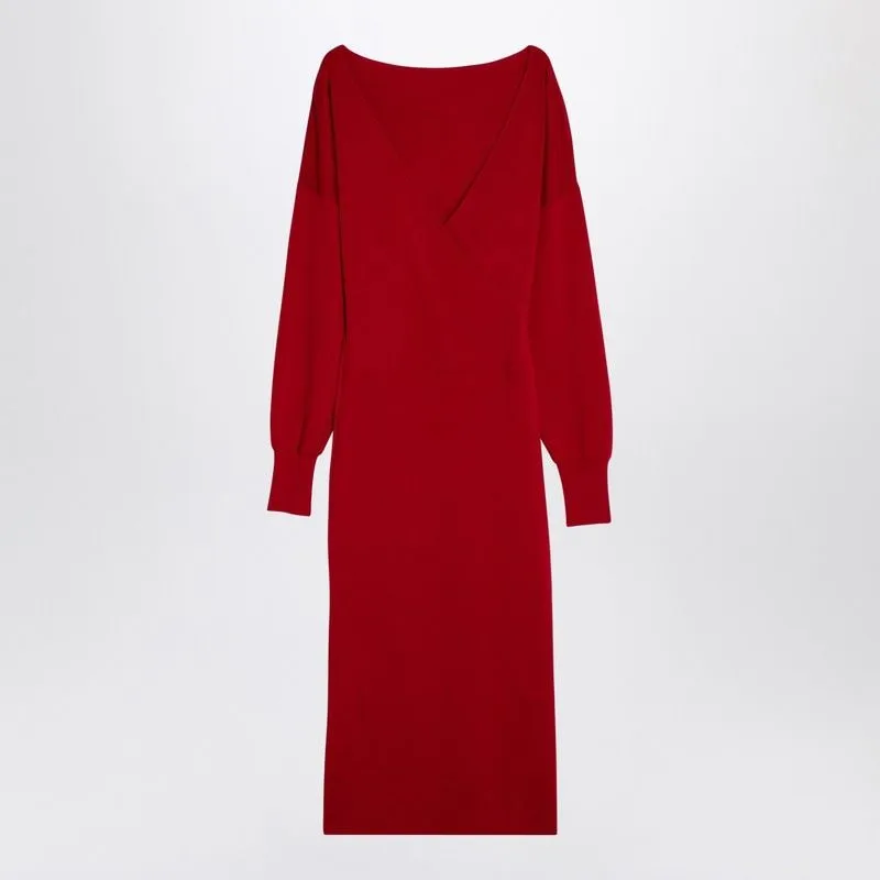 RED WOOL AND CASHMERE MIDI DRESS sold by Lord & Taylor product image thumbnail 2