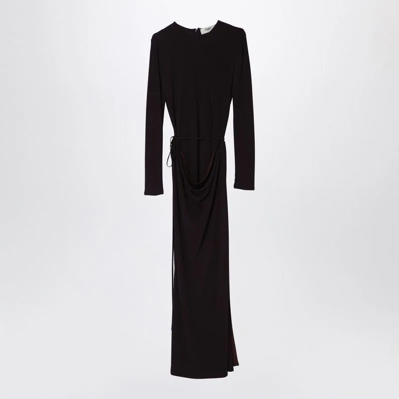 DRAPED LONG DRESS IN DARK PURPLE JERSEY sold by Lord & Taylor