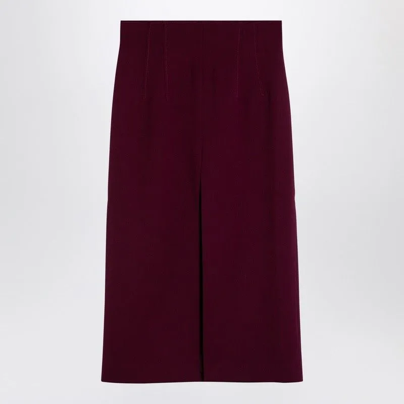 STEPHANIE BURGUNDY WOOL-BLEND MIDI SKIRT sold by Lord & Taylor