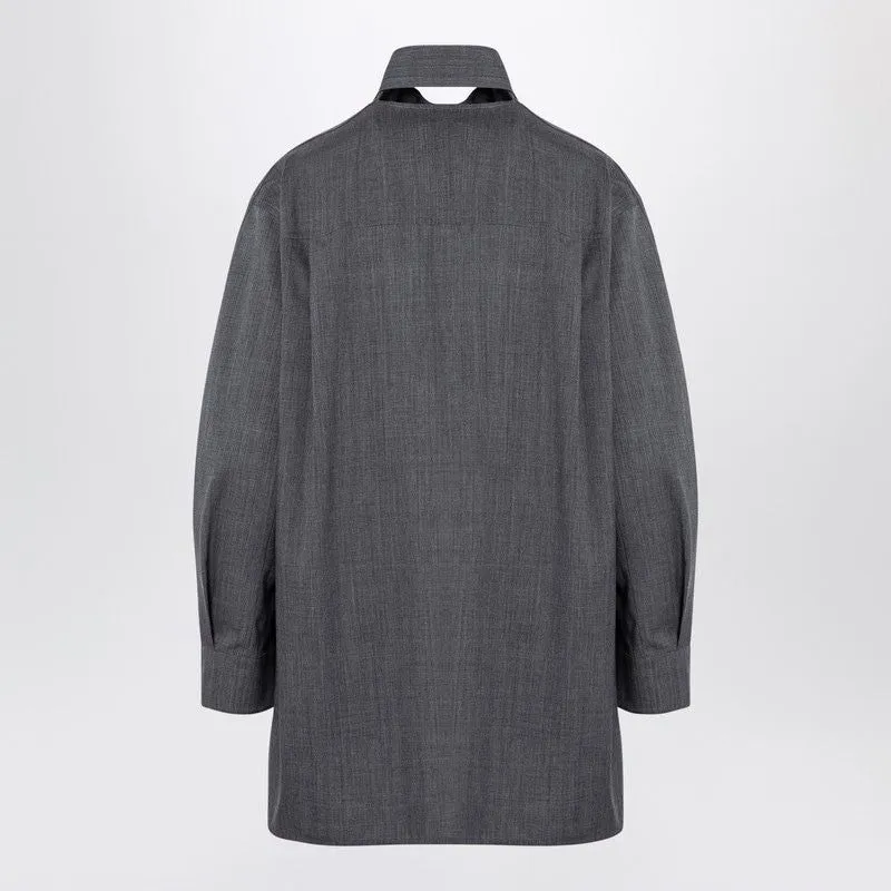 GREY WOOL SHIRT WITH SCARF sold by Lord & Taylor product image thumbnail 2