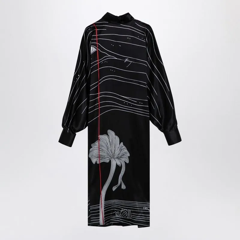 BLACK SILK SATIN MIDI DRESS sold by Lord & Taylor