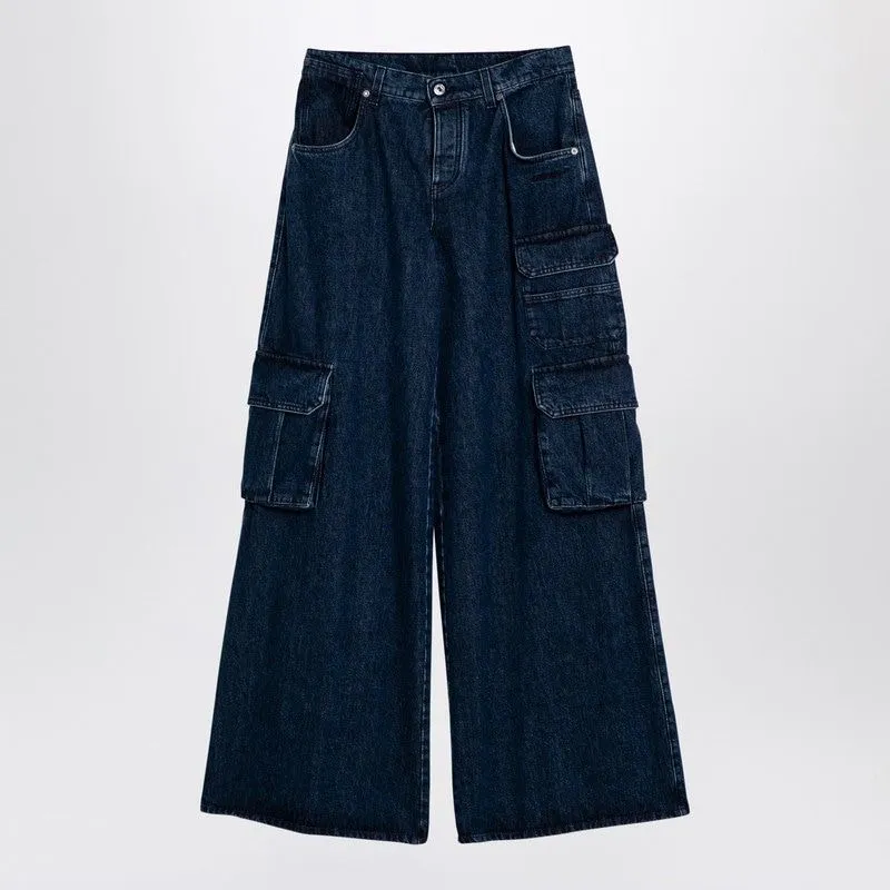 BLUE WIDE CARGO DENIM JEANS sold by Lord & Taylor