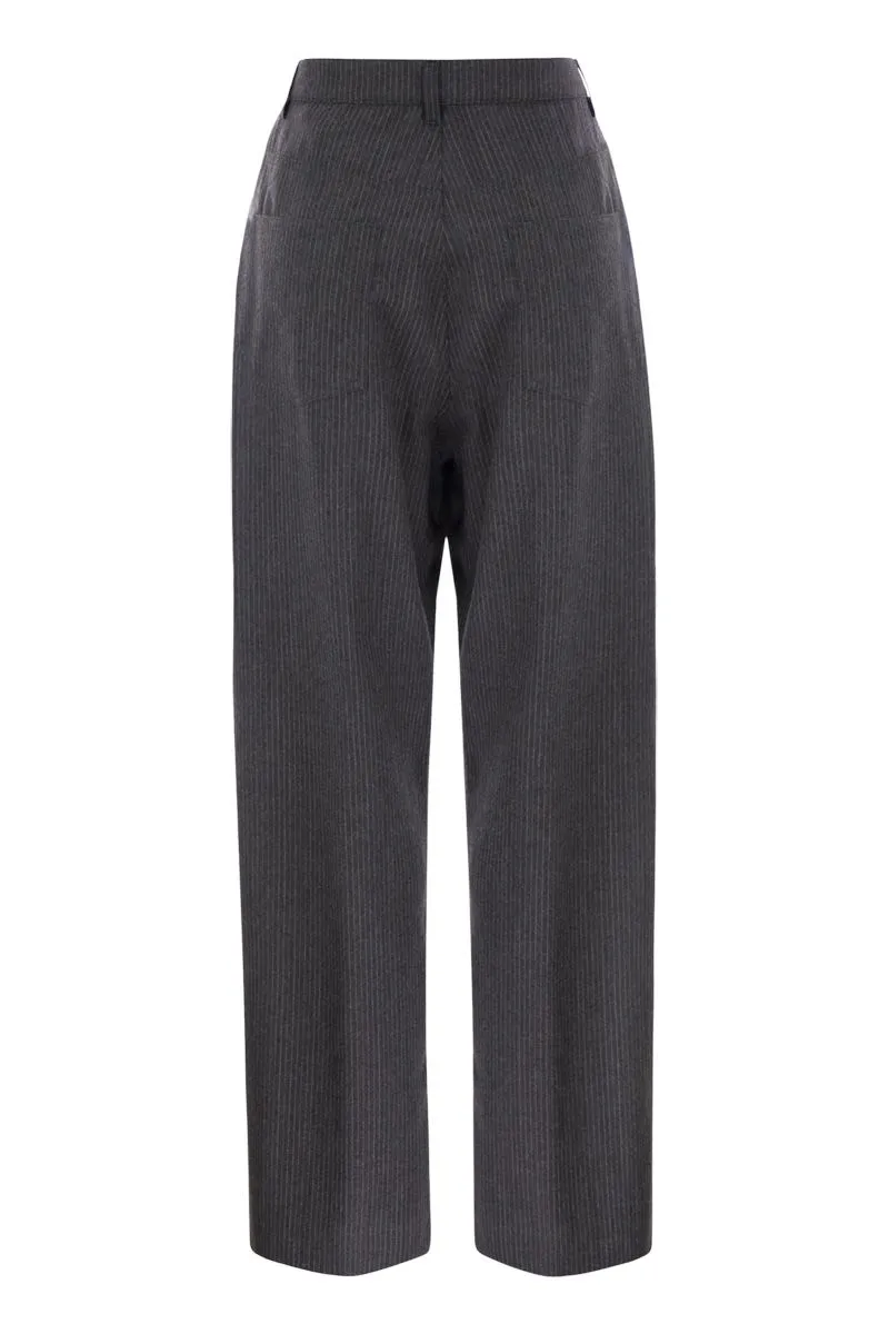 5-POCKET VIRGIN WOOL PINSTRIPE TROUSERS sold by Lord & Taylor product image thumbnail 2