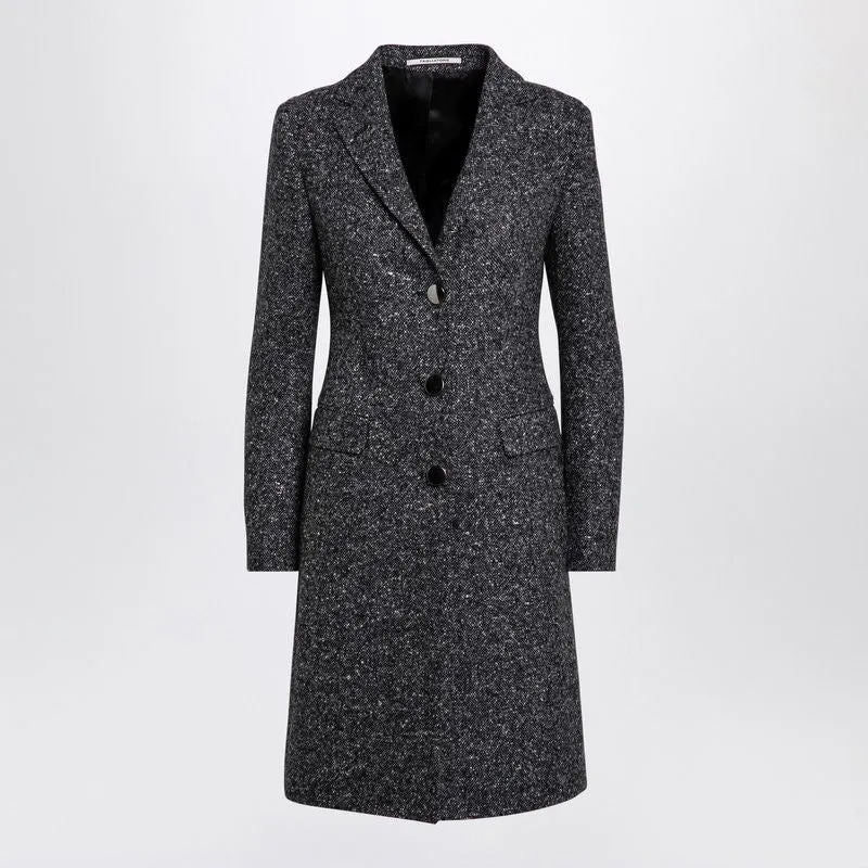 BLACK/WHITE WOOL BLEND SINGLE-BREASTED COAT sold by Lord & Taylor