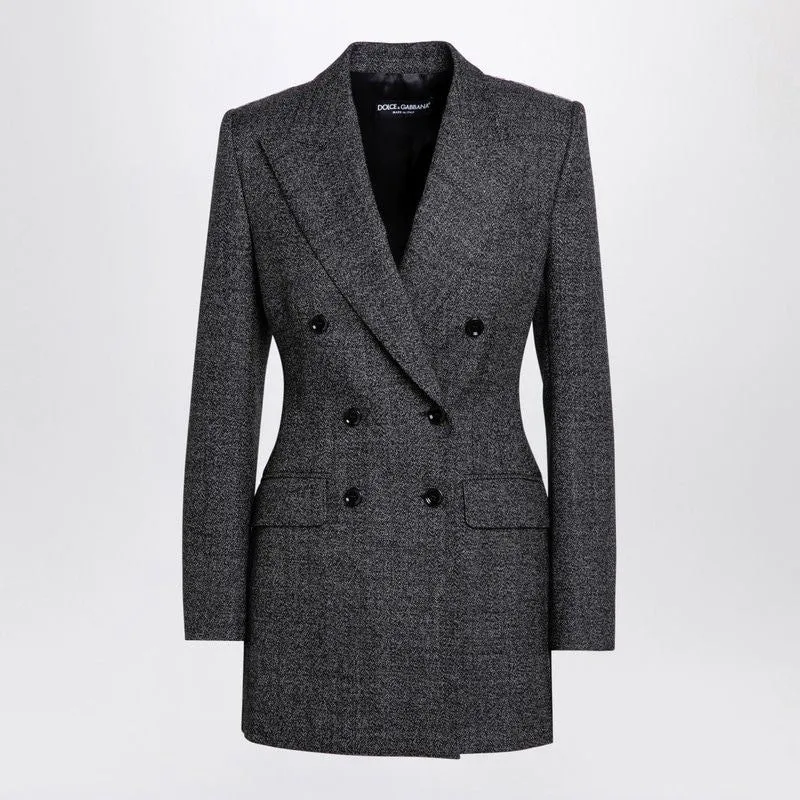 ANTHRACITE GREY TWEED DOUBLE-BREASTED JACKET sold by Lord & Taylor