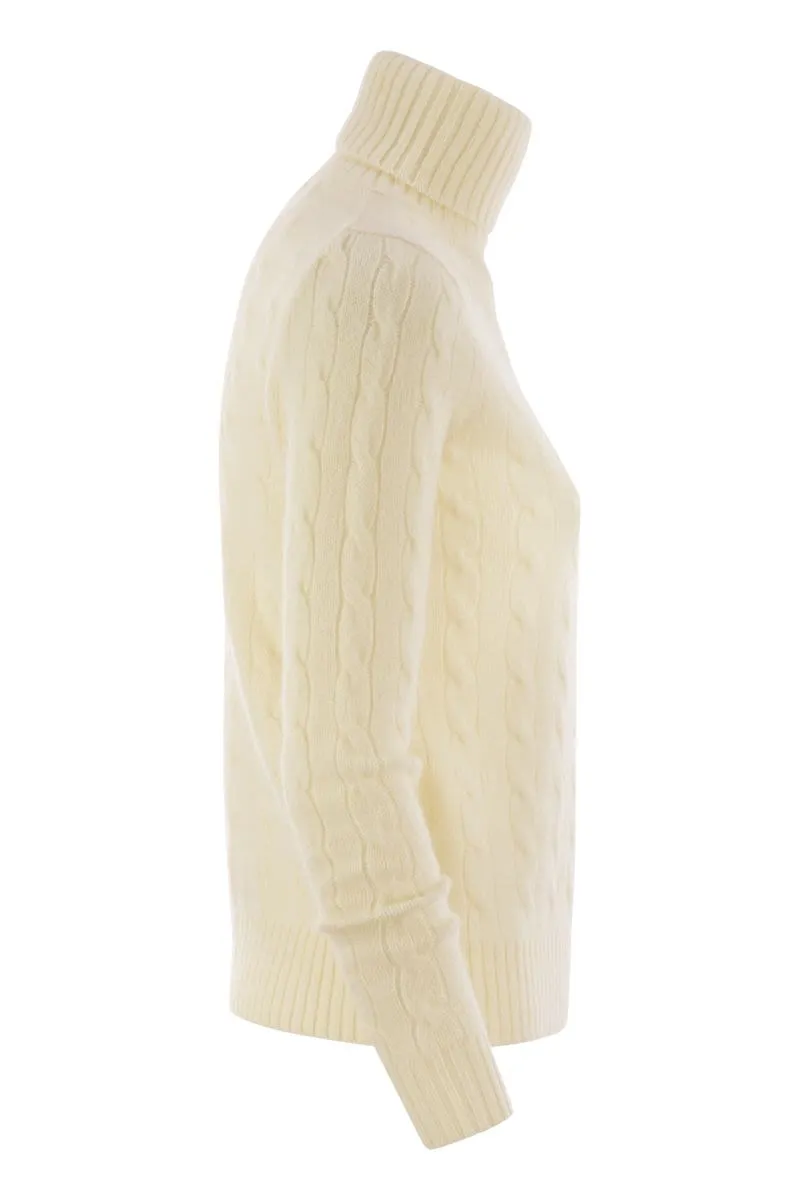 WOOL AND CASHMERE CABLE-KNIT TURTLENECK SWEATER sold by Lord & Taylor product image thumbnail 3