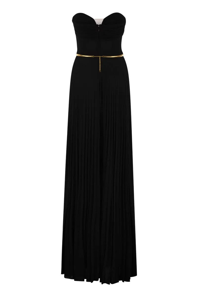 PLEATED LUREX JERSEY RED CARPET DRESS WITH BELT sold by Lord & Taylor product image thumbnail 2