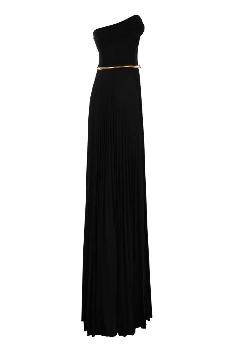 PLEATED LUREX JERSEY RED CARPET DRESS WITH BELT sold by Lord & Taylor product image thumbnail 3