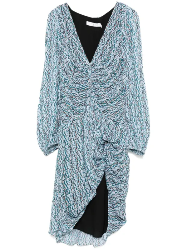 TURQUOISE BLUE-GREEN/MULTICOLOUR CADY TEXTURE ALL-OVER DRESS sold by Lord & Taylor