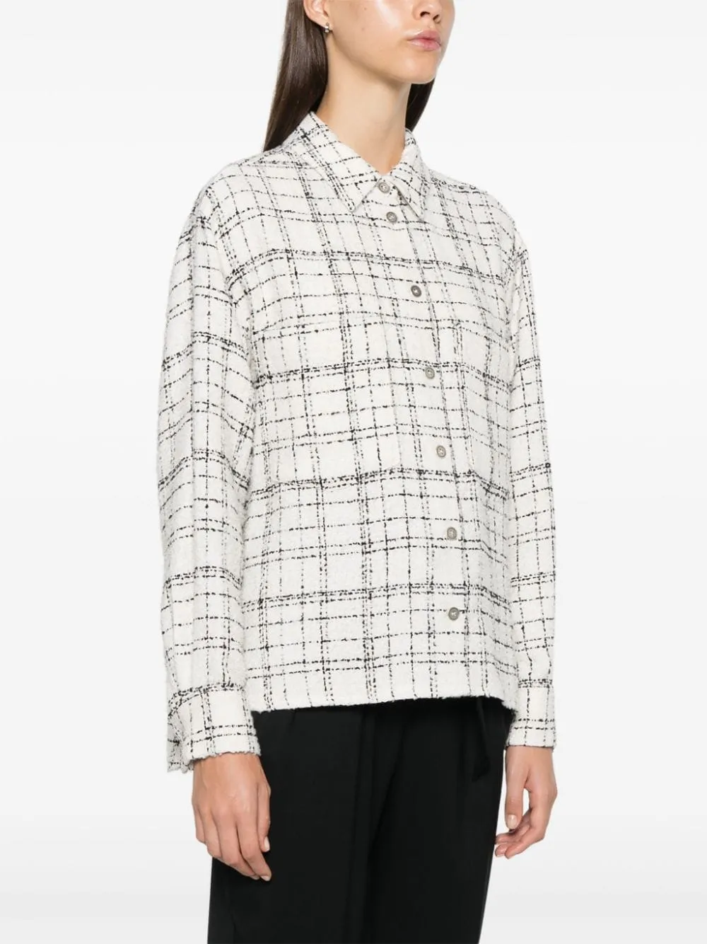 WHITE/BLACK TWEED BOUCLÉ CONSTRUCTION SHIRT sold by Lord & Taylor product image thumbnail 2