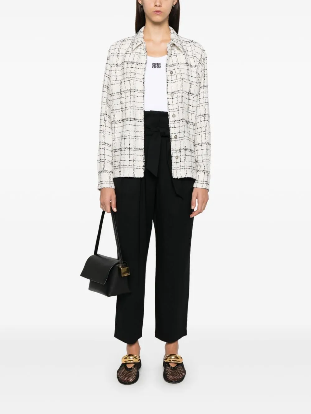 WHITE/BLACK TWEED BOUCLÉ CONSTRUCTION SHIRT sold by Lord & Taylor product image thumbnail 4