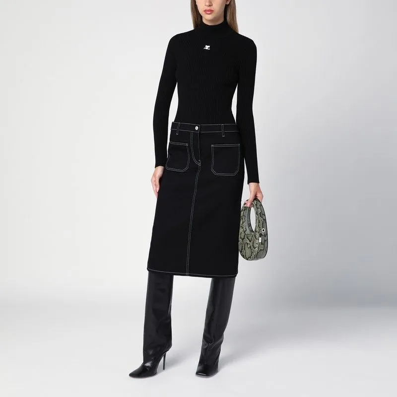 BLACK DENIM MIDI SKIRT sold by Lord & Taylor product image thumbnail 2