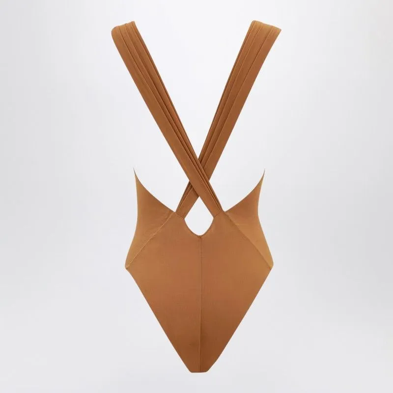 BROWN SILK-BLEND CROSSOVER BODYSUIT sold by Lord & Taylor product image thumbnail 2