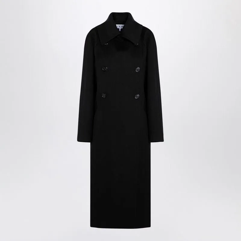 BLACK WOOL DOUBLE-BREASTED COAT sold by Lord & Taylor