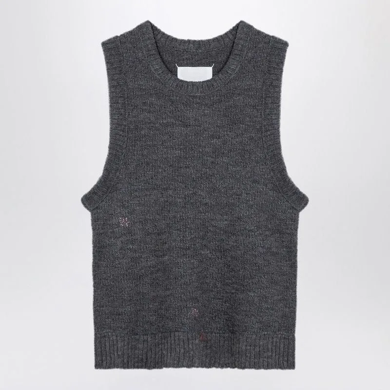 GREY KNITTED SLEEVELESS TOP made by Maison Margiela