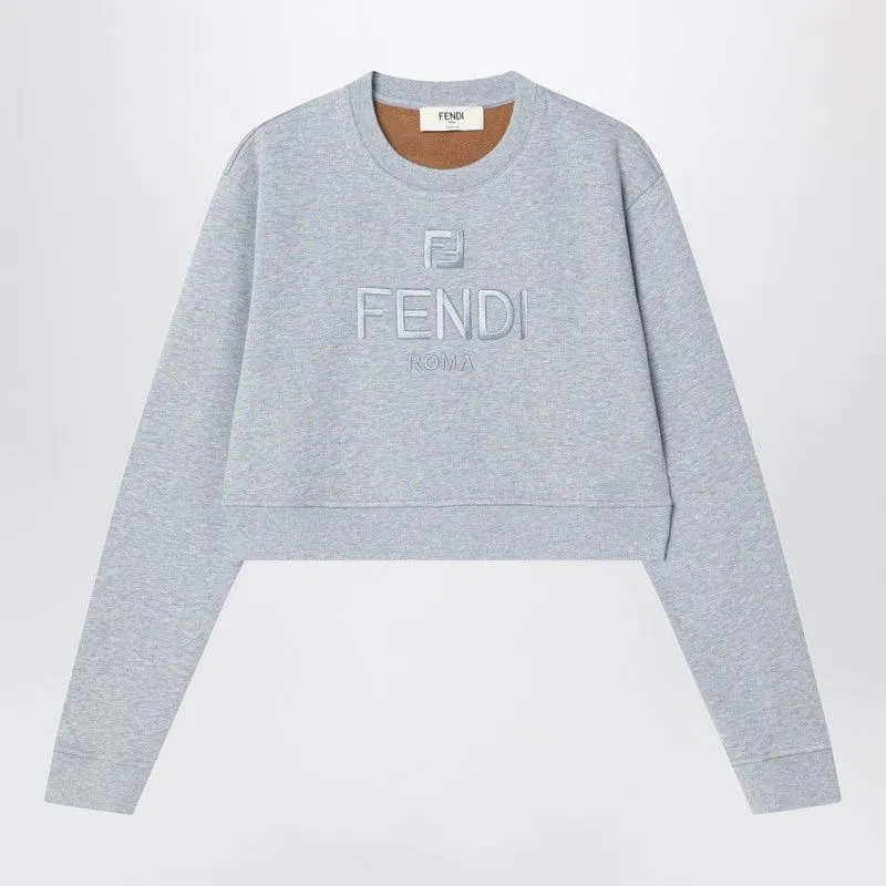 GREY CROPPED SWEATSHIRT IN FLEECE COTTON sold by Lord & Taylor