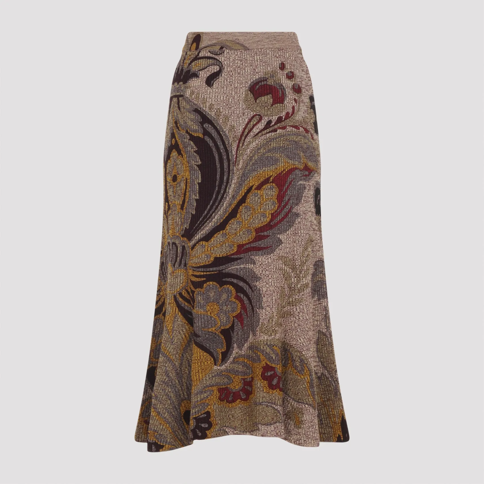 FLORAL-PRINT RIBBED MIDI SKIRT sold by Lord & Taylor product image thumbnail 3