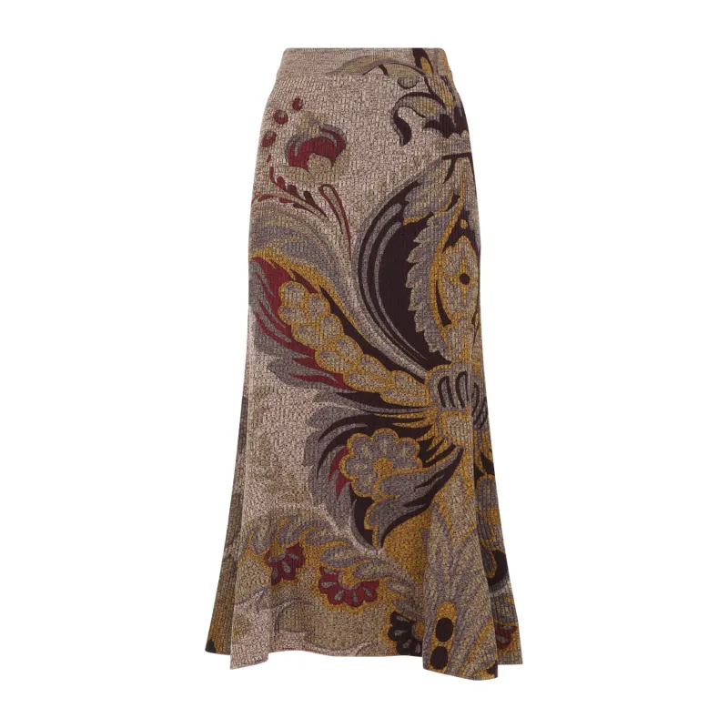 FLORAL-PRINT RIBBED MIDI SKIRT sold by Lord & Taylor