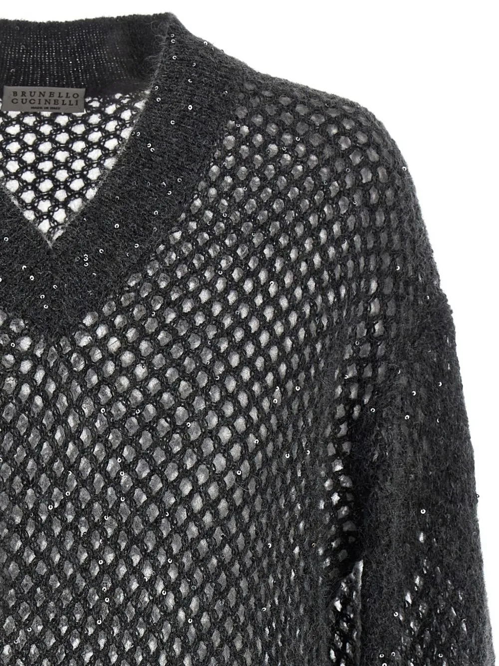 NET V-NECK SWEATER sold by Lord & Taylor product image thumbnail 3
