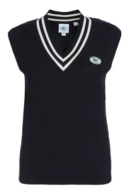 LACOSTE X SPORTY & RICH - ZIG ZAG KNITTED VEST sold by Lord & Taylor