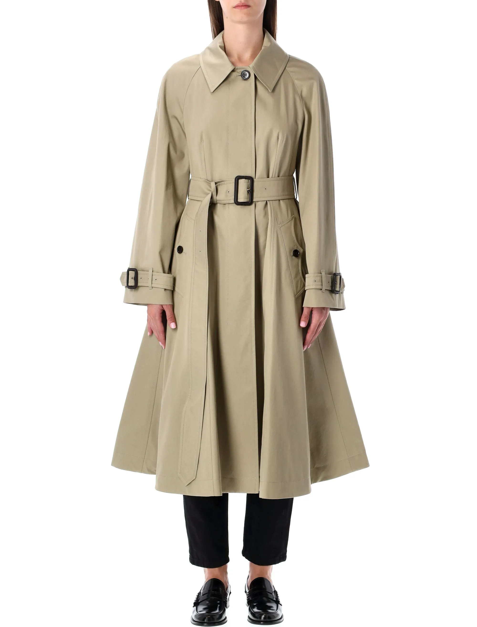BEIGE GABARDINE ELLINGHAM FIT-AND-FLARE COAT sold by Lord & Taylor