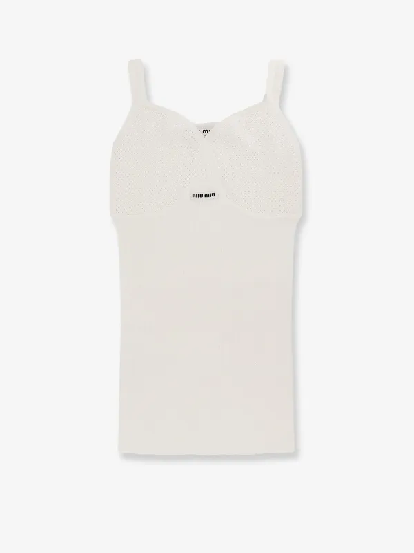 Perforated Cotton Tank Top made by Miu Miu