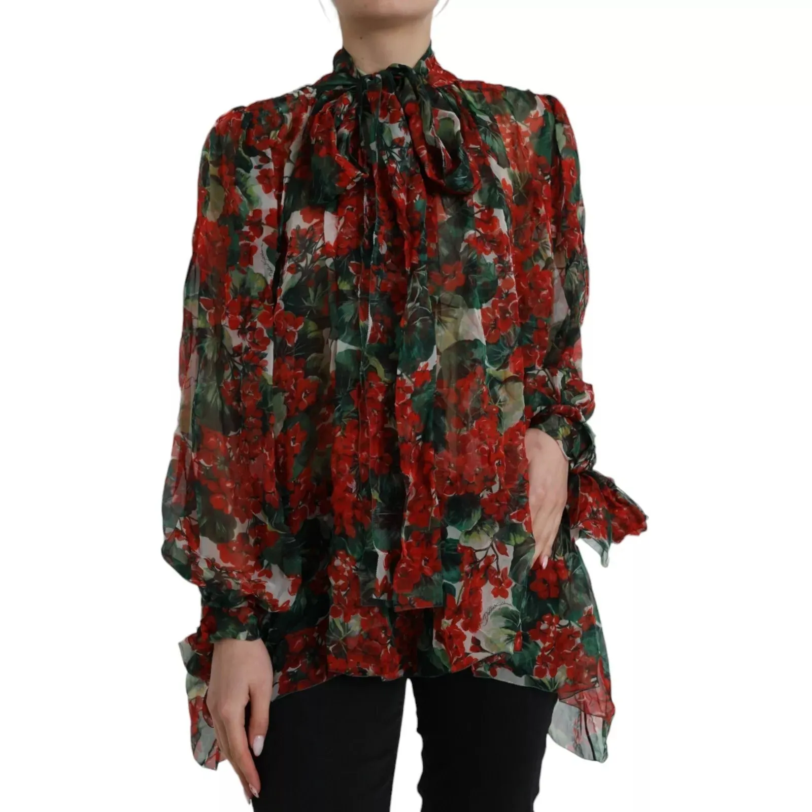 Multicolor Floral Silk Collar Blouse sold by Lord & Taylor product image thumbnail 3