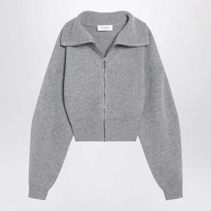 Sportmax Grey zip-up cardigan in wool and cashmere made by Sportmax