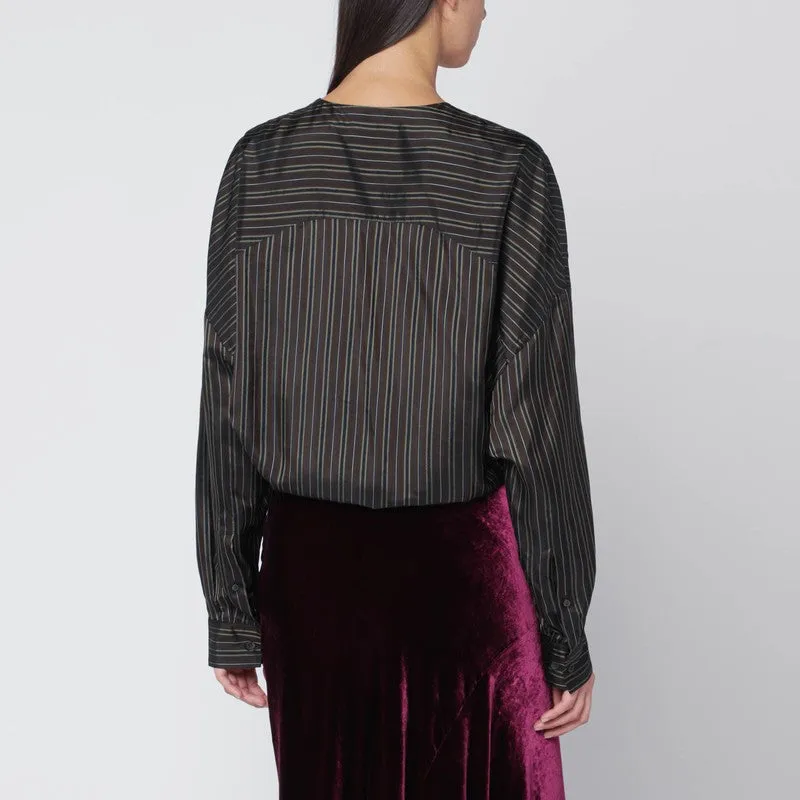 Dries Van Noten Loose brown shirt with striped pattern sold by Lord & Taylor product image thumbnail 2