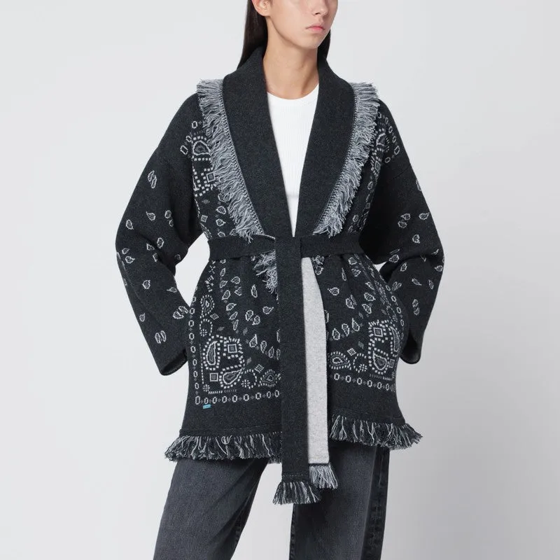 Alanui Dark grey Bandana Jacquard cardigan sold by Lord & Taylor