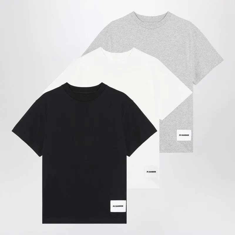 Jil Sander Grey T-shirt with logo patch sold by Lord & Taylor
