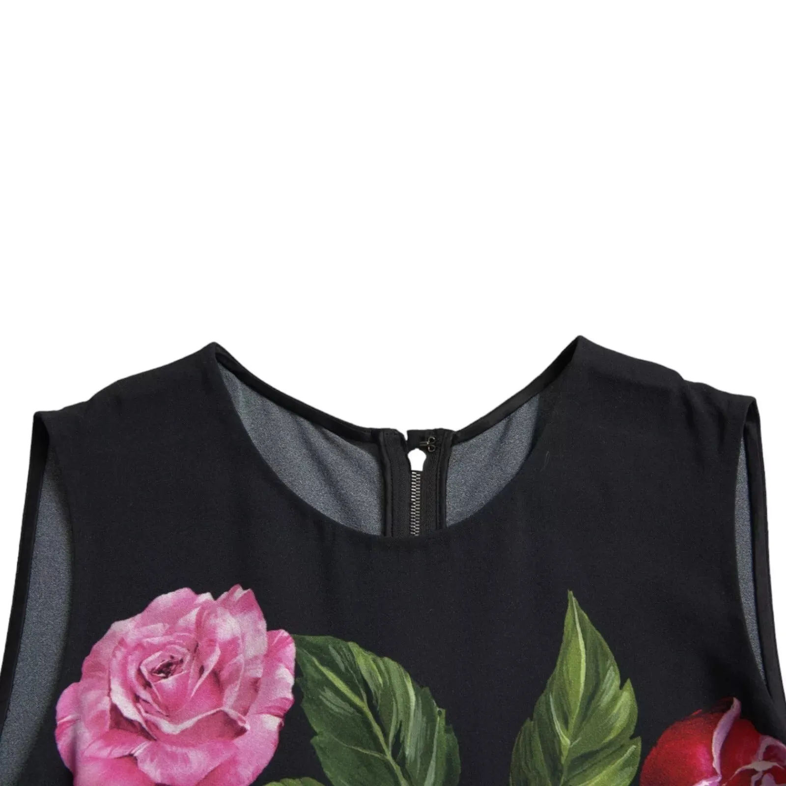 Black Floral Viscose Round Neck Tank Top sold by Lord & Taylor product image thumbnail 3