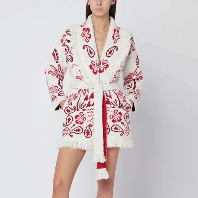 Alanui Chalk white/ruby Glimpse Of Eden cardigan sold by Lord & Taylor