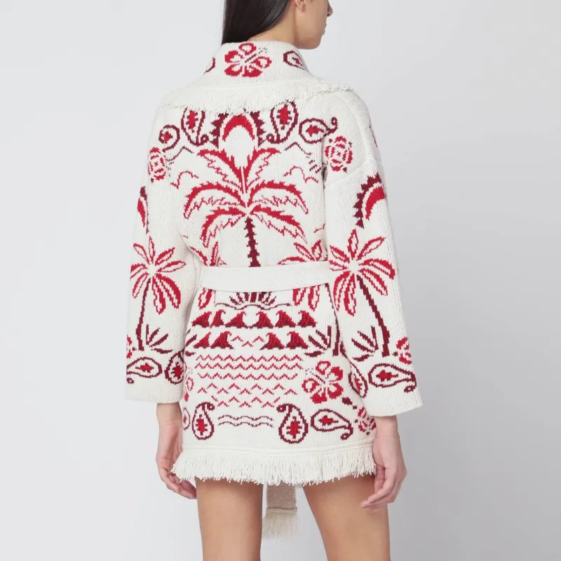 Alanui Chalk white/ruby Glimpse Of Eden cardigan sold by Lord & Taylor product image thumbnail 2