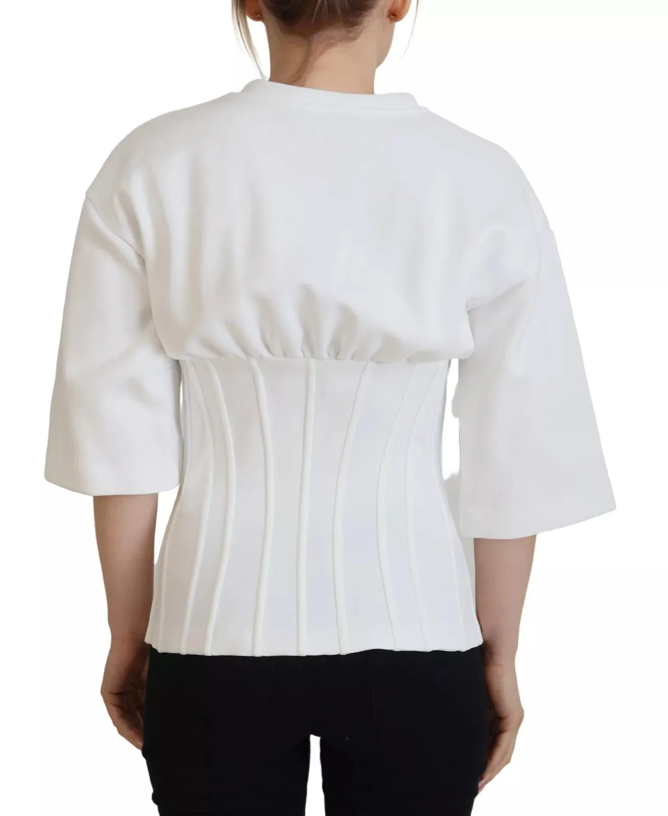 White Cotton Corset Stretch Top T-shirt sold by Lord & Taylor product image thumbnail 3