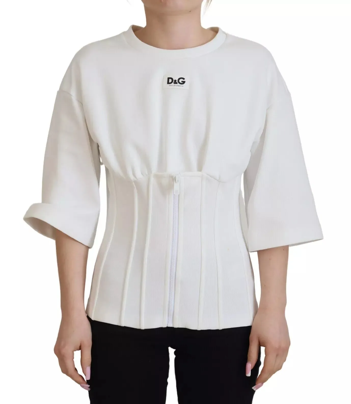 White Cotton Corset Stretch Top T-shirt sold by Lord & Taylor