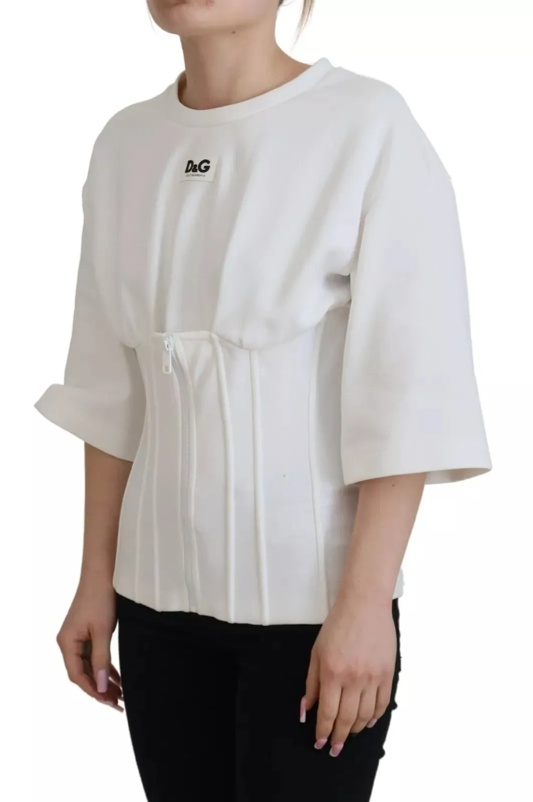 White Cotton Corset Stretch Top T-shirt sold by Lord & Taylor product image thumbnail 2