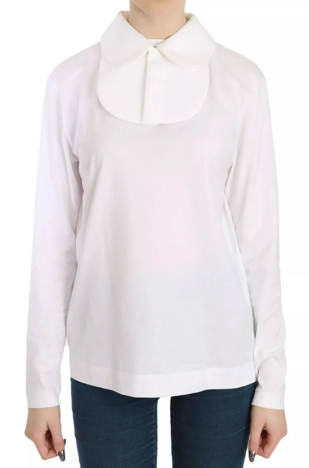 White Cotton Longsleeve Collared Blouse sold by Lord & Taylor