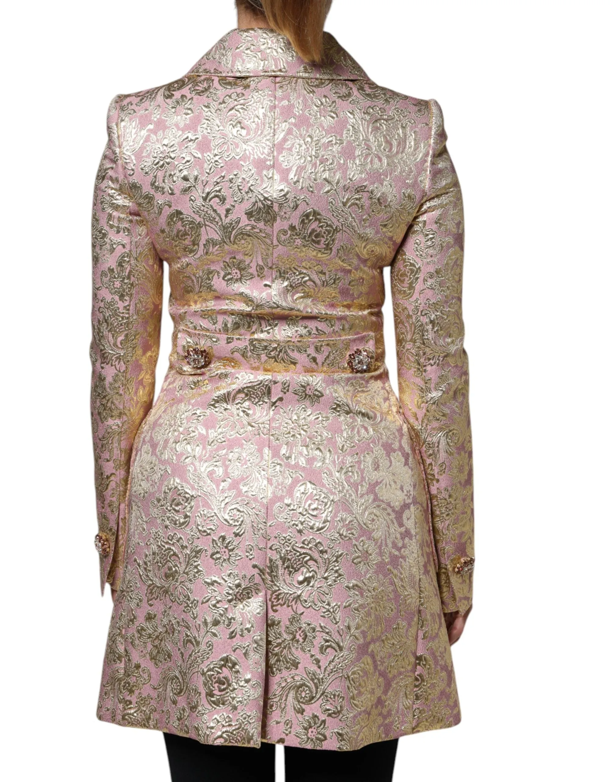 Metallic Pink Gold Jacquard Jewel Button Coat Jacket sold by Lord & Taylor product image thumbnail 4